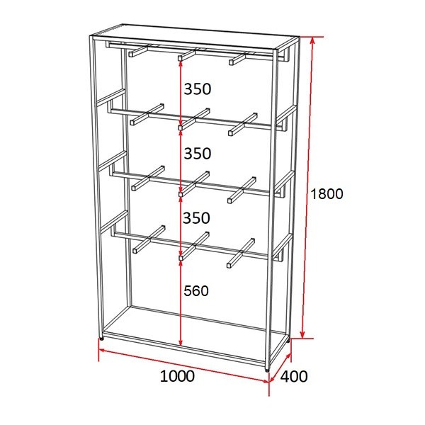 CW.NB-02 Стойка для нижнего белья, 4-х ярусная. 1800*400*1000мм